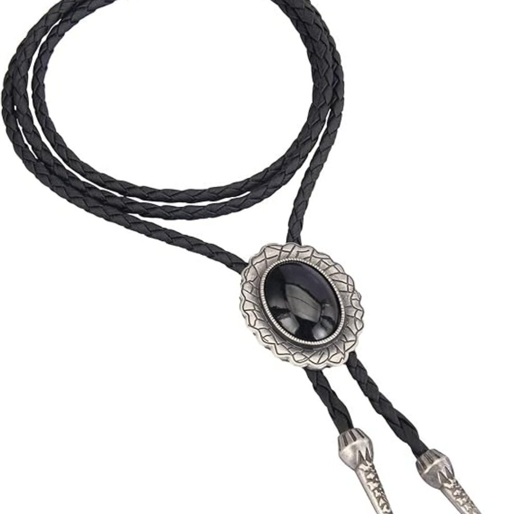 Bolo Tie Rodeo Cowboy Leather Necktie Turquoise Western Cowgirl Neck Tie